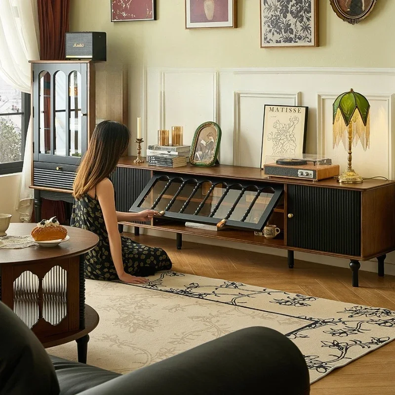 

TV cabinet/French medieval solid wood living room storage locker integrated, floor-to-ceiling TV cabinet