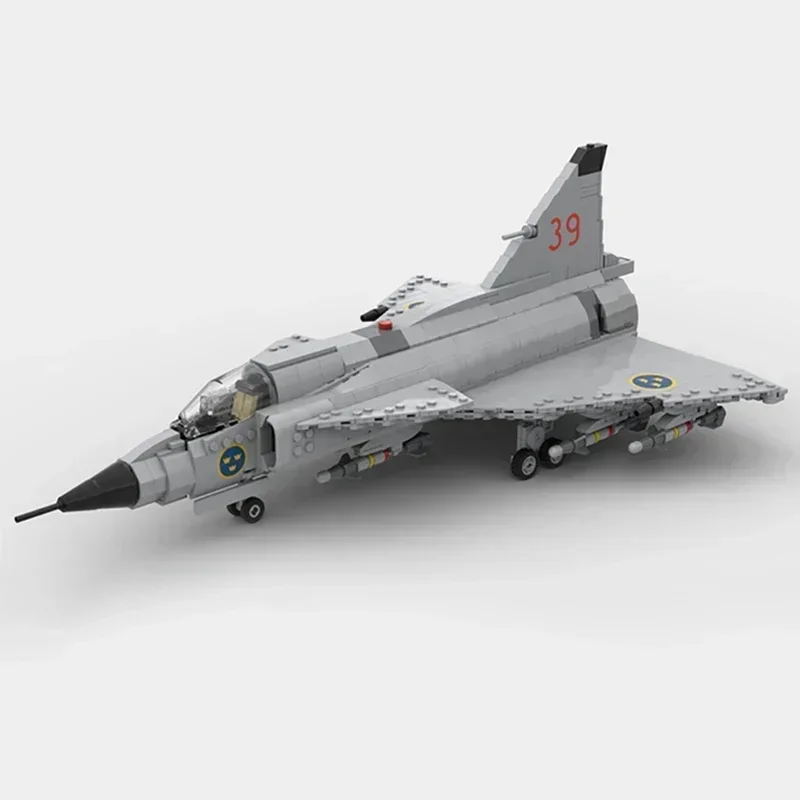 Technologie Modulaire Blokken Militair Model 1:35 JA AJ-37 Viggen Vechter Gift Kerst Speelgoed Moc Bouwstenen DIY Sets Montage