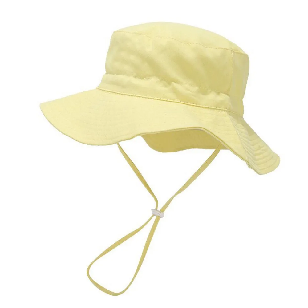 

Fashion Summer Toddler Bucket Hat Cotton Wide Brim Sun Hat Outdoor Solid Color Beach Cap Boy and Girl