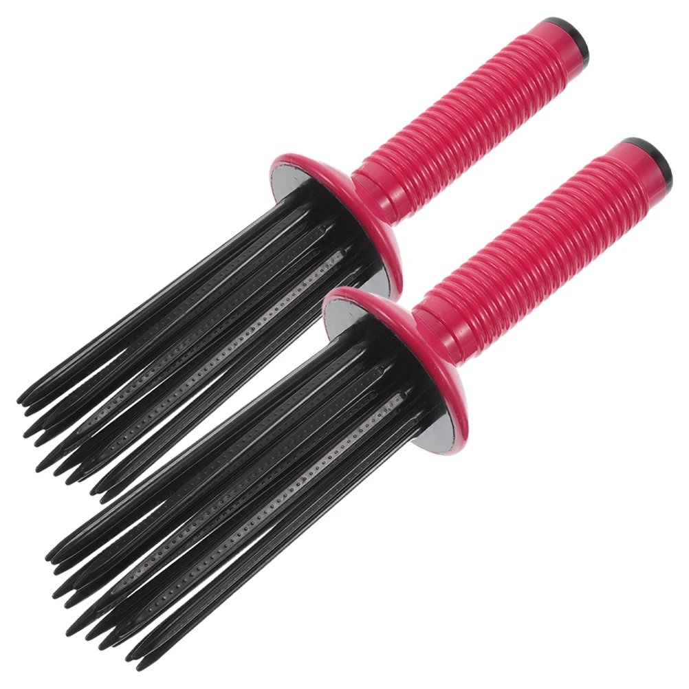 

2pcs Curly Brush Bubble Curling Comb Red Anti-slip Styling Tool Blow Drying Curls Hair Brush For Curls Portable