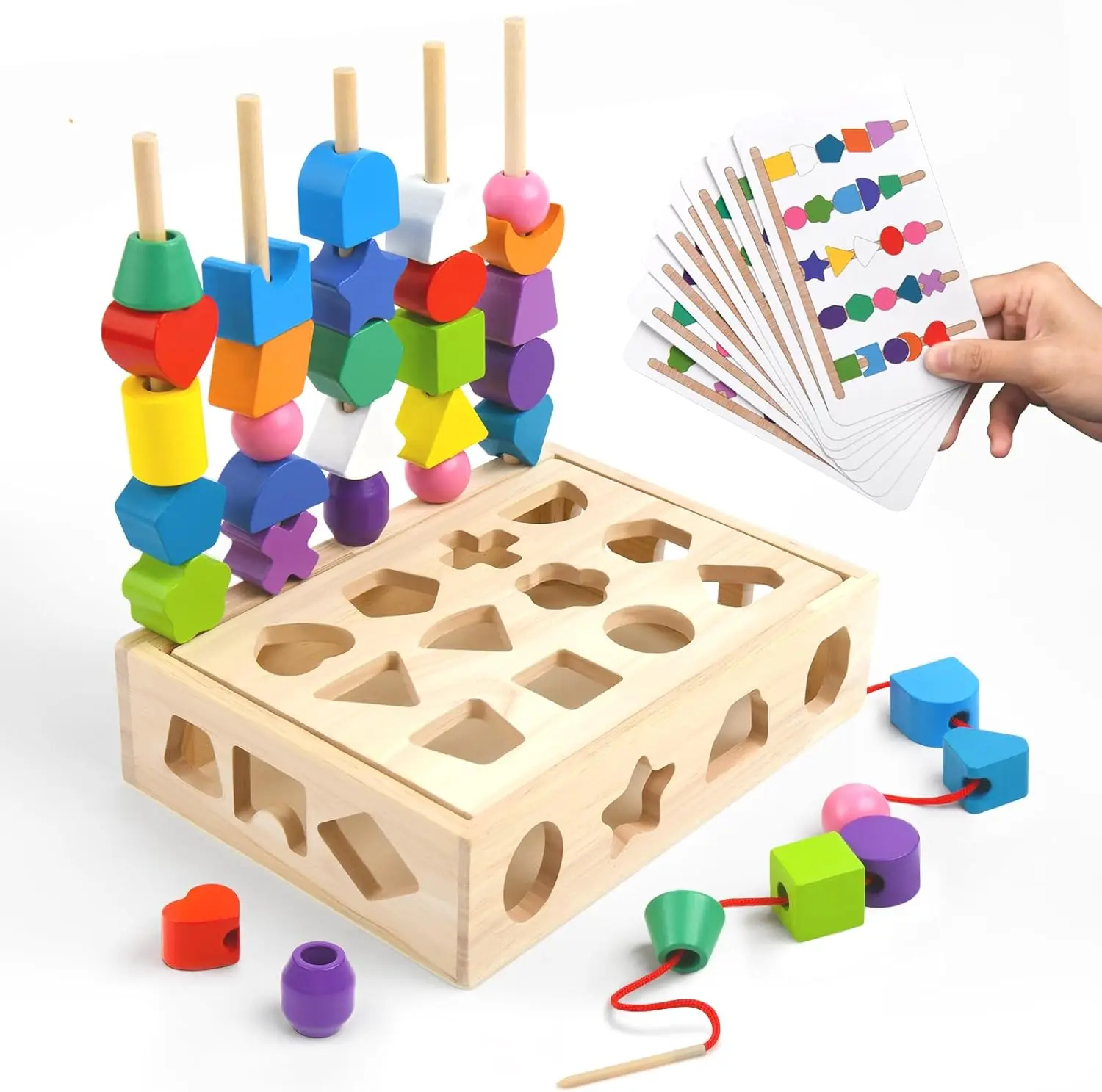 3 in 1 Wooden Color Sorting Stacking Toys,Montessori Toys Sorter Matching Toys Preschool Learning Fine Motor Skills Toys