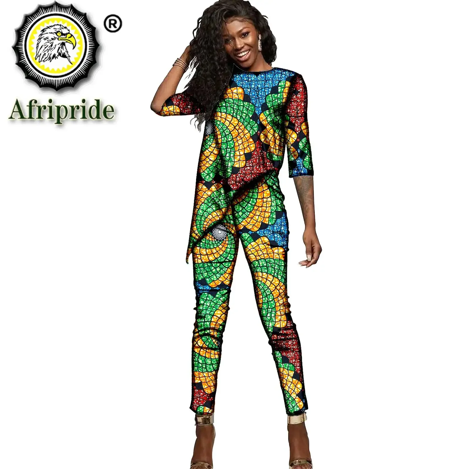 African Clothes for Women Print Shirt with Trousers Two Piece Outfits Pure Cotton Wax Attire Casual Tracksuit Plus Size S2026021