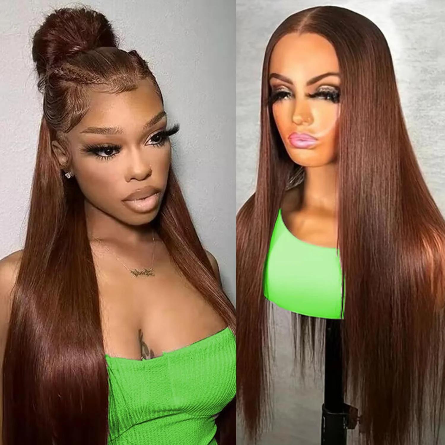 الشوكولاته براون الدانتيل شعر مستعار أمامي 13x6 الدانتيل الجبهة شعر مستعار مستقيم شعر الإنسان قبل قطعها مع شعر الطفل الملونة شعر مستعار بني للنساء