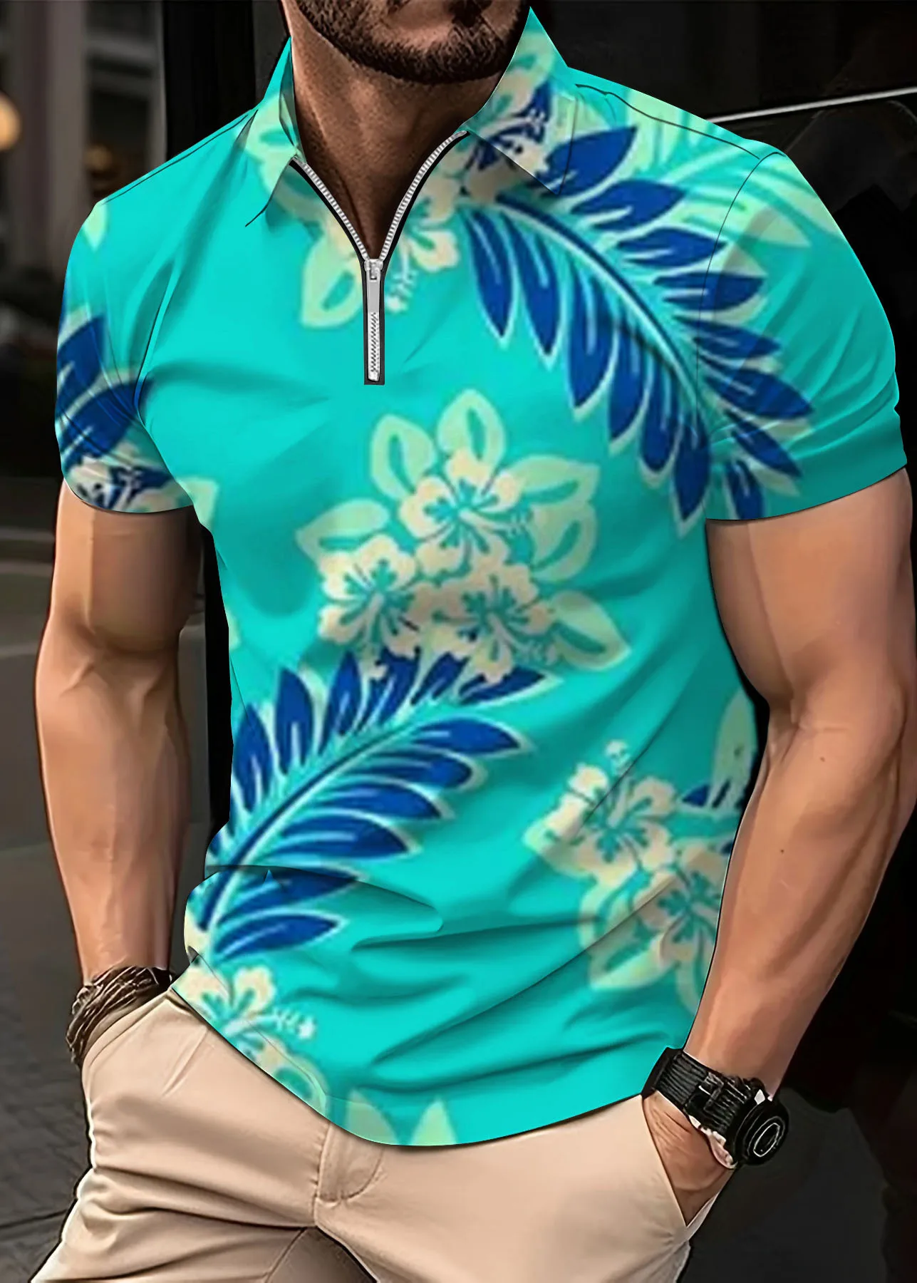 Hawaiian Men's Social Floral Shirt Men's 3d Camisas Casuais Printed Slim Fitting Men's Street Casual Short Sleeved Clothing