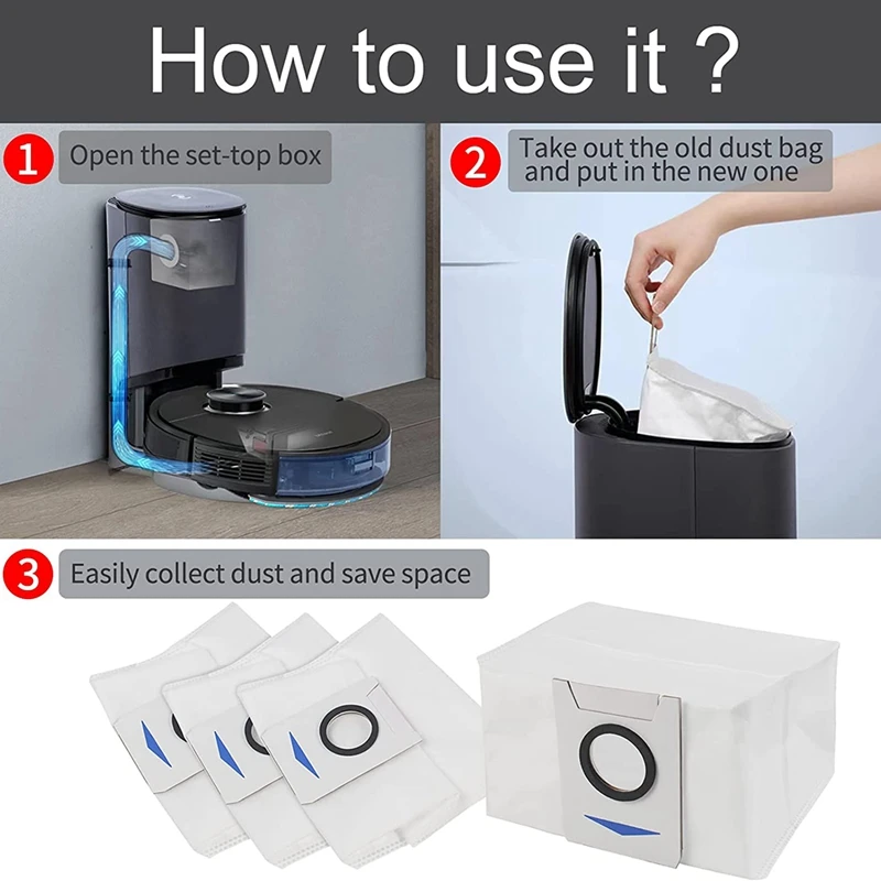 A01v-para ecovacs deebot x1 omni saco de pó acessórios robô aspirador pó x1 turbo lixo sacos sujos peças reposição