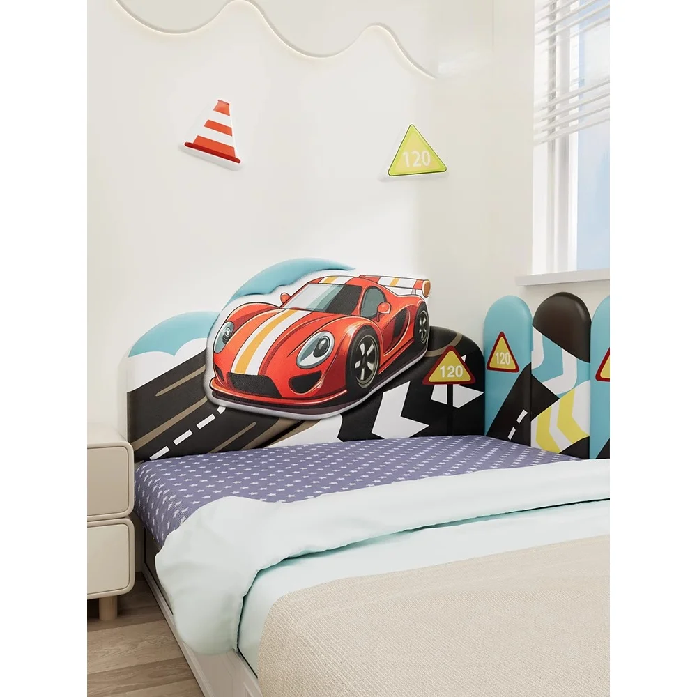 Cartoon Race Car Bed Surrounding Soft Cover Headboard Anti-collision Wall Sticker Tatami Baby Backrest Bedroom Background Pad