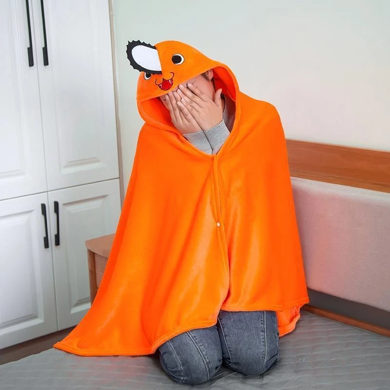 체인소 맨 포치타 담요 애니메이션 코스프레 의상 숄 케이프 의류 캐주얼 홈 오피스 낮잠 담요 겨울 코랄 벨벳 따뜻한 담요