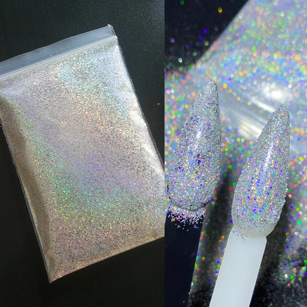 

50g/bag Holographic Diamond Glitter Laser Silver/Gold 1/128 Fine Glitter Nail Chrome Pigment Dust 0.2mm Manicure Shining Powder