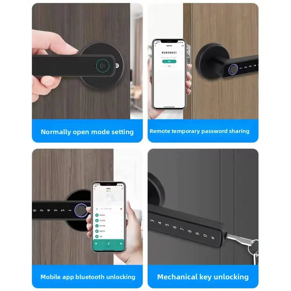 SIXWGH Smart Biometric Keyless Entry Fingerprint Door Lock for Bluetooth Wi-Fi Enabled Tuya APP Control Temporary Password