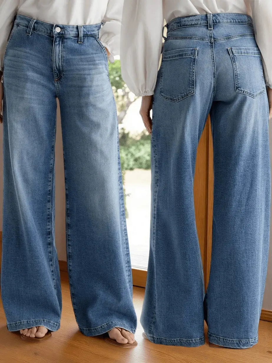 

Женские джинсы с высокой талией и широкими штанинами, светло-голубые джинсовые брюки для повседневной носки осенью и зимой