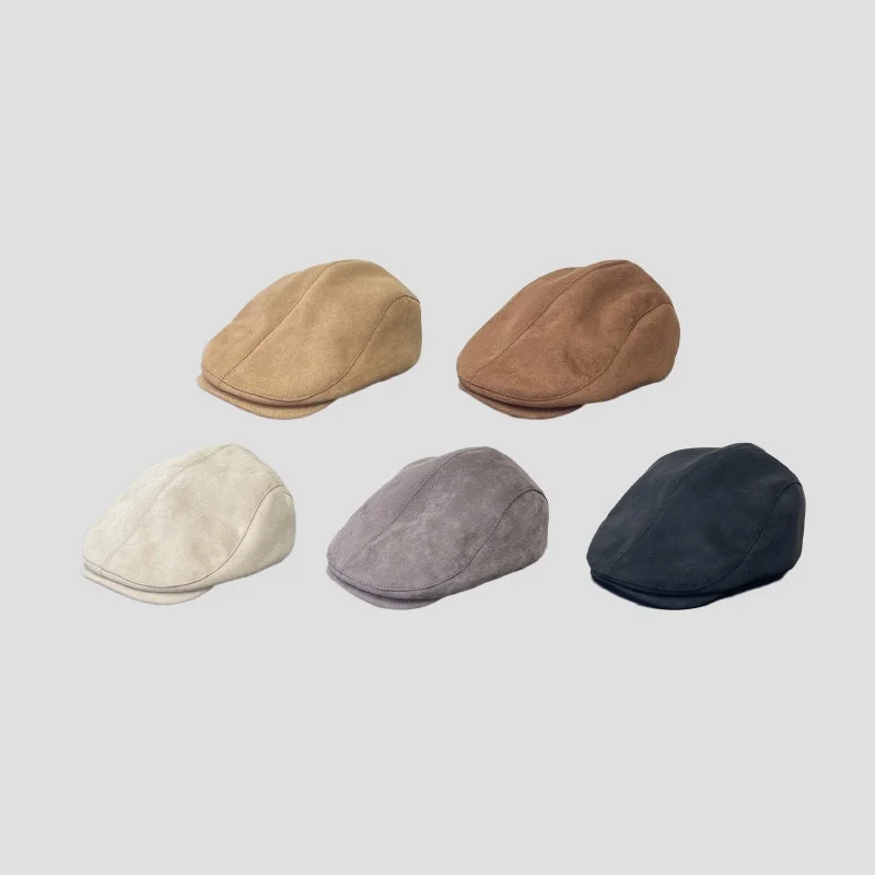 Autumnwinter Suede Vintage Front Hat Ethos All-in-one Simple Duck Tongue Beret Fashion Painter Hat New Newsboy Hat