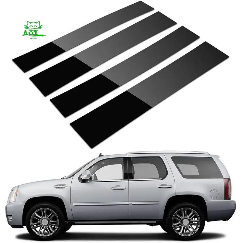 A22E-Car Pillar Posts Door Window Trim Moldings Anti Scratch Sticker For Cadillac Escalade 2007-2014 Replacement Parts Glossy Bl