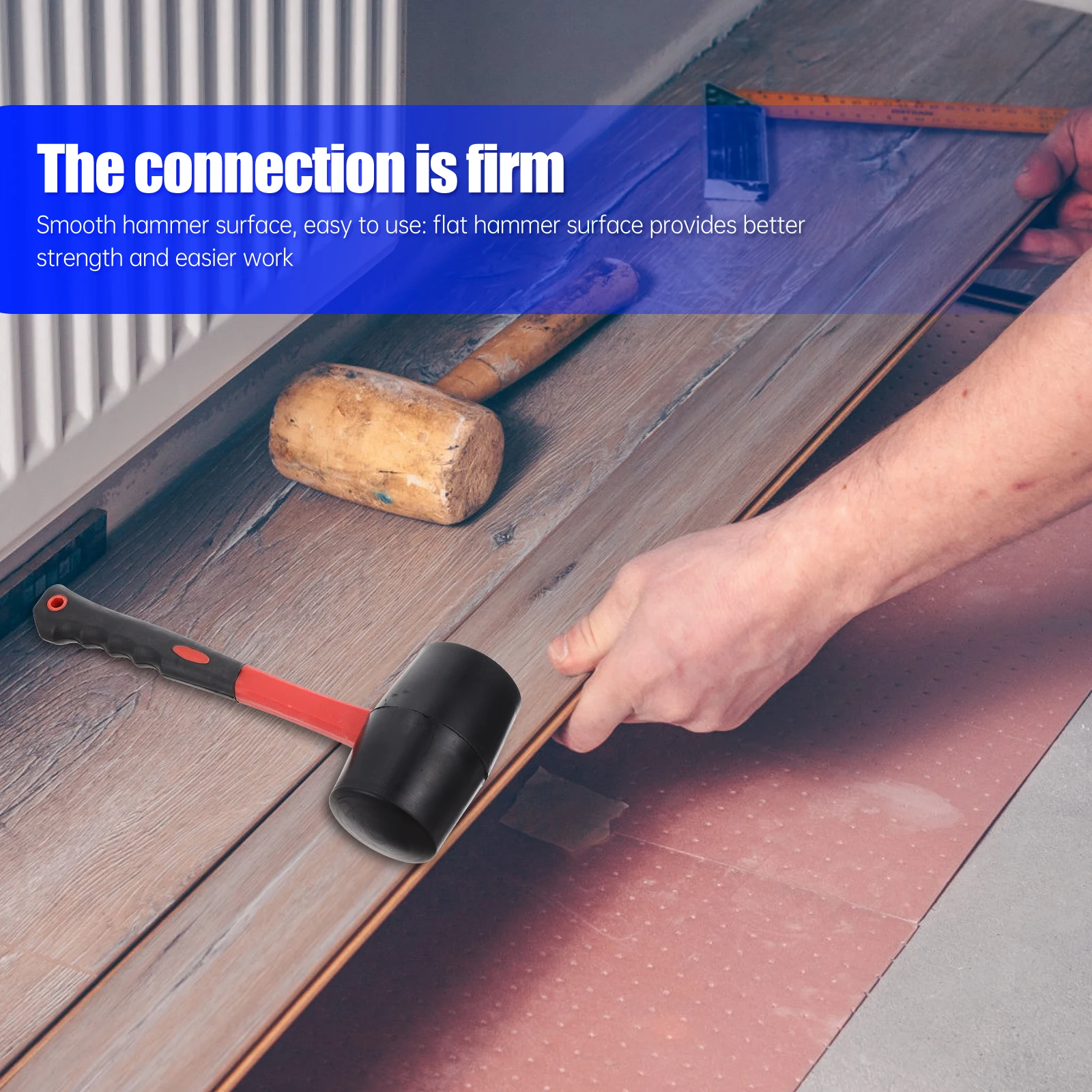 

1PC Rubber Mallet Hammer Fiber Handle Shock Resistant Two Color Grip Stable Connection Smooth Jewelry Flooring
