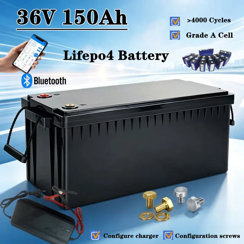 36V Lifepo4 Lithium Iron Phosphate Battery 100Ah 100A Deep Cycle 150AH 150A Power Supply with Bluetooth BMS for Trolling Boat Go