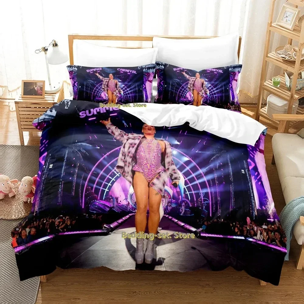 Personality Hip Hop Pink Singer Tour 2024 Bedding Set Single Twin Full Queen King Size Bed Set Adult Kid Bedroom Duvetcover Sets