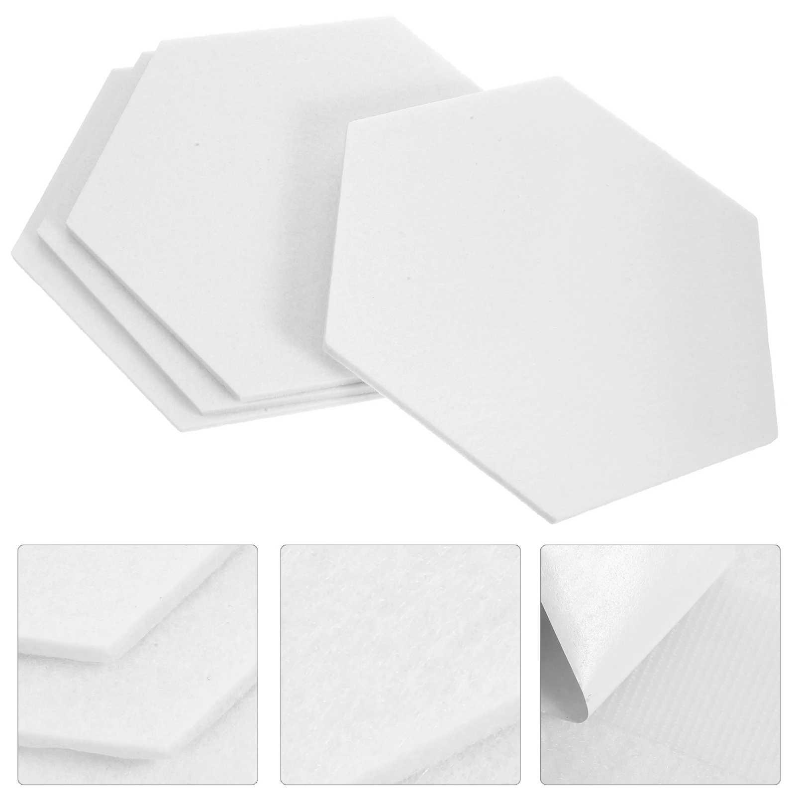 

4 Hexagon Felt Boards White 15x26x30cm Wall Mountable Notice Board for Photo Display Memo Bulletin Felt Boards Walls Office
