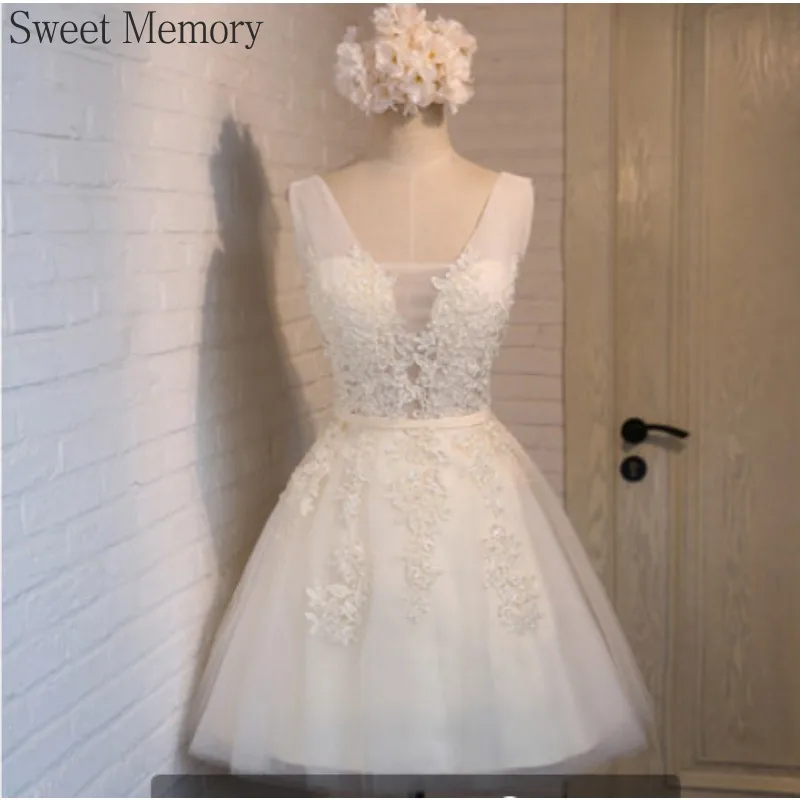 Vestido de novia blanco corto personalizado, vestido de cumpleaños para niñas, dulce recuerdo, vestido de fiesta Sexy de princesa de malla de tul con listones y perlas