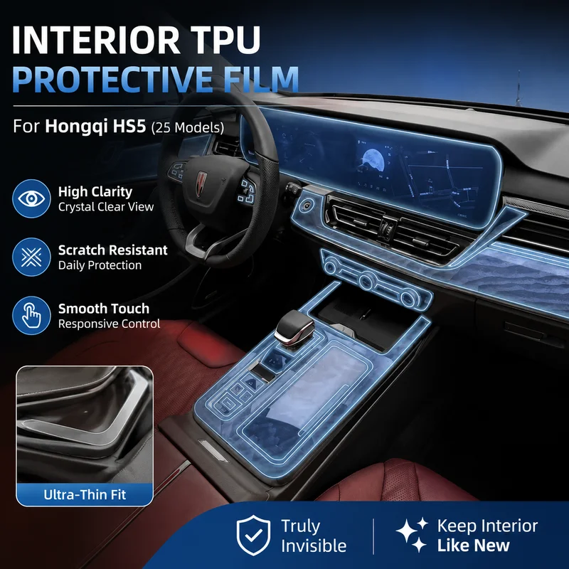 

Interior Film for 25 Models of Hongqi HS5 Dashboard Navigation Screen Protector TPU High Clarity Car Accessories