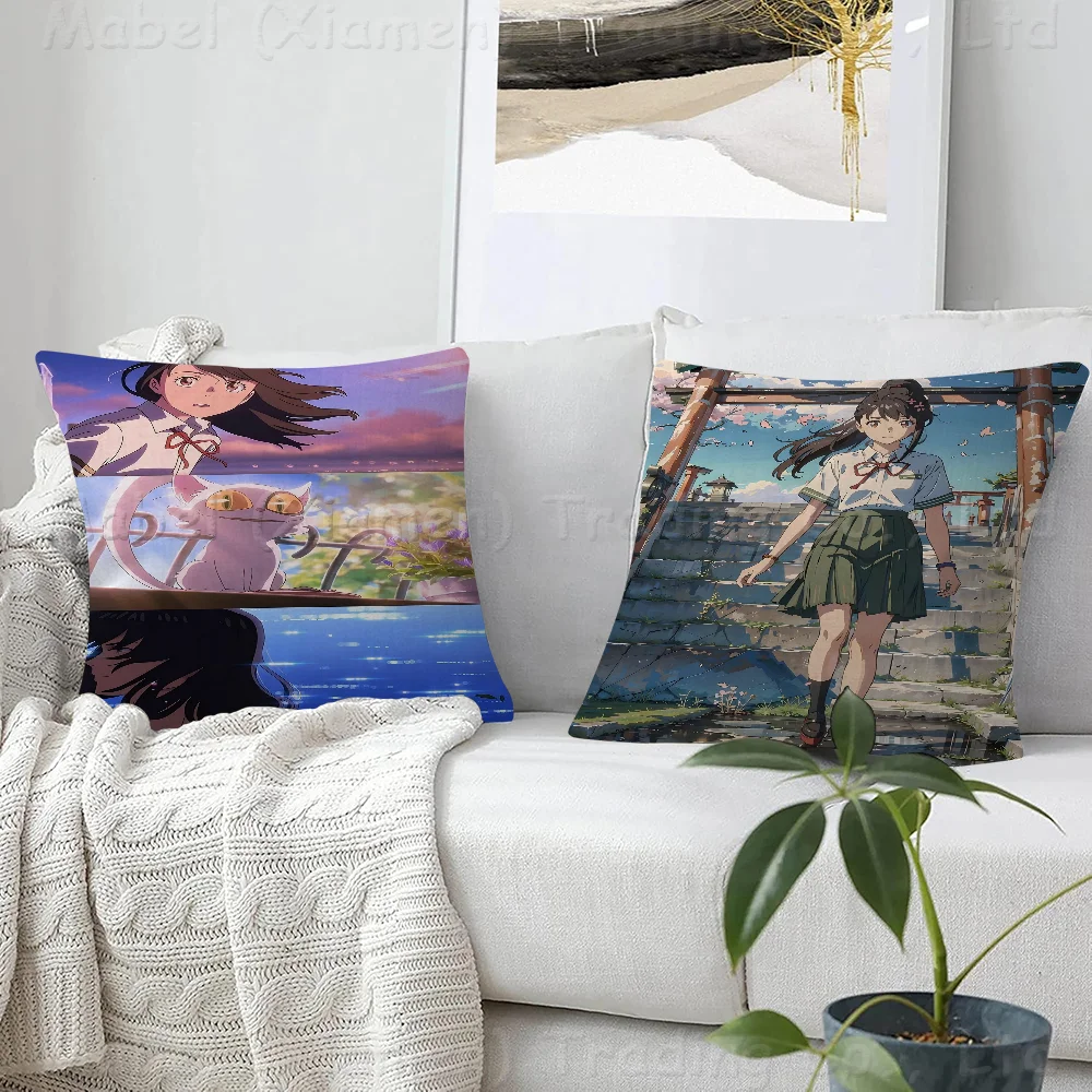 Anime Suzume Pillowcase Toon Gift Cushion Cover Bedroom Home Sofa Chair Seat Decor Pillow Case