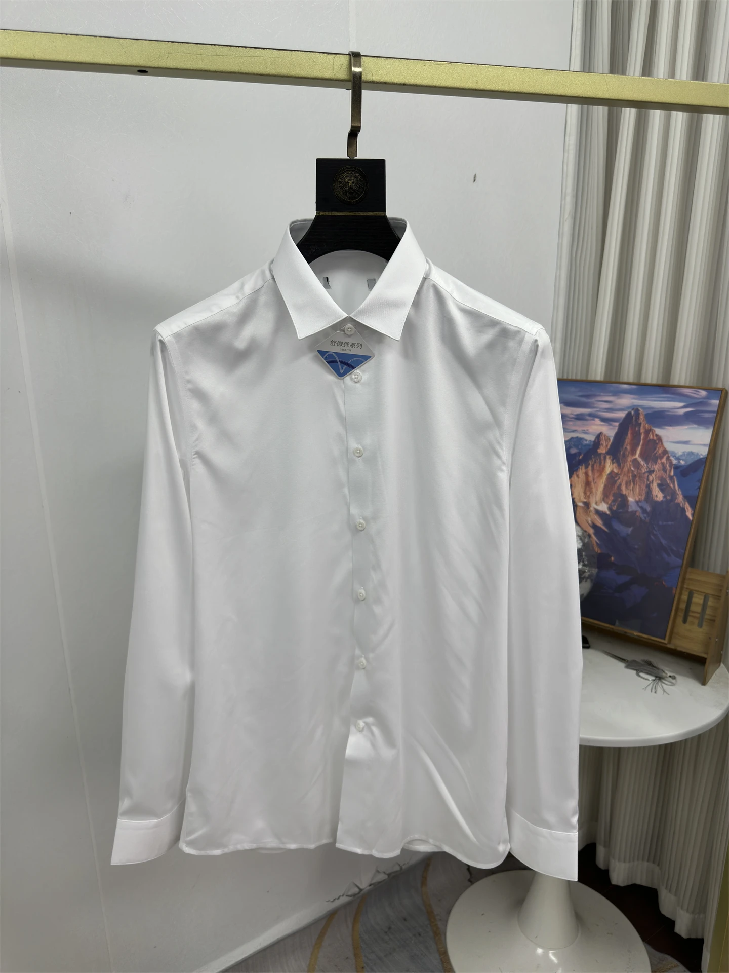 

Spring Thin Casual Long Sve irt Men's Commute Busin Pure Color Versatile Comfortable Skin-Friendly Elastic Polyester ...