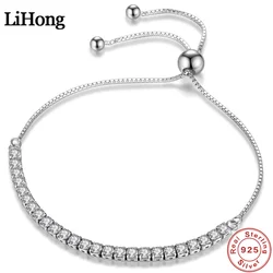 925 Sterling Silver Bracelet Vera Elegant Zircon Tennis Zircon Crystal Bracelet For Women Fashion Simple Engagement Wedding Glam