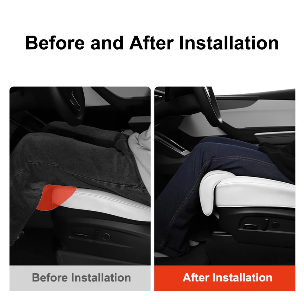 For Tesla Model 3/Y 2021-2026 Seat Cushion with Leg Support Seat Protection Cover with Extension Leg Rest Pad Relieve Fatigue