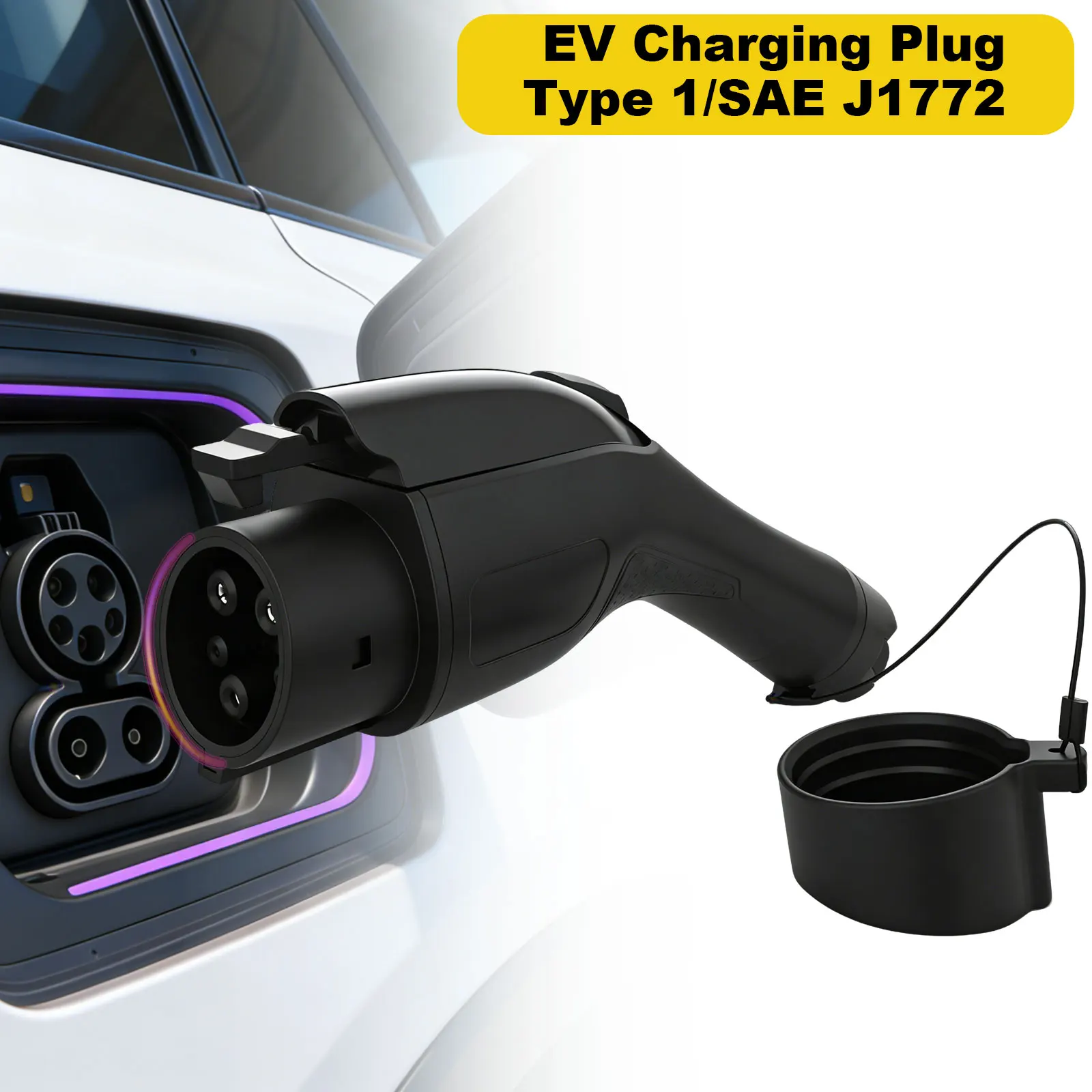 SAE J1772 Type 1 EV Charging Plug 16A32A7KW AC Electric Vehicle Charger Connector with Cable Gland IP54 Waterproof EVSE Charging