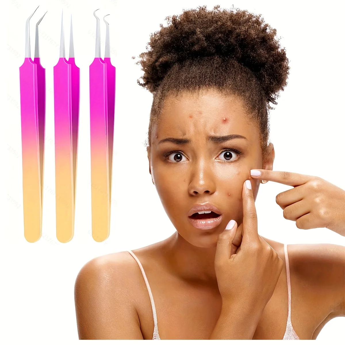 7-częściowy profesjonalny zestaw narzędzi do usuwania zaskórników ze stali nierdzewnej - zestaw do usuwania zaskórników z pęsetami, klipsem do komórek i ekstraktorem do twarzy