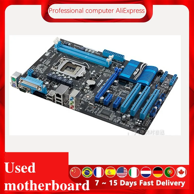 For ASUS P8H61 PLUS Desktop Computer Motherboard LGA 1155 DDR3 16GB For Intel H61 P8H61 Desktop Mainboard  SATA II  Used