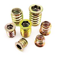 10X M6 M8 M10 Carbon Steel Hexagon Hex Socket Drive Head Threaded Embedded Insert Nut E-Nut for Wood Bed Cabinet Table Furniture