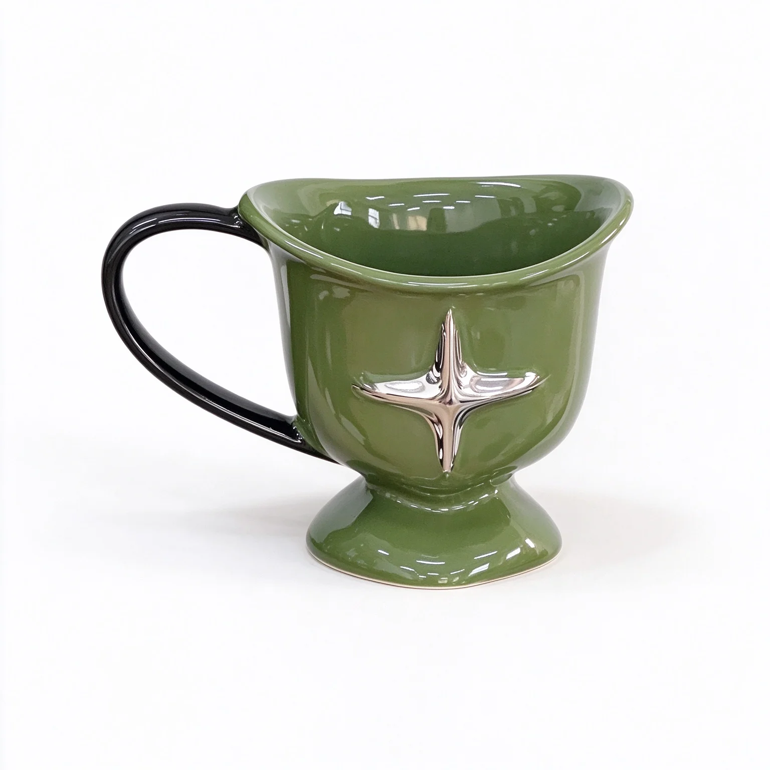 Creative Star Embossed Pedestal Ceramic Coffee Mug Retro Irregular Heart Shape Tall Footed Cup Home Office Tea Milk Water Cup