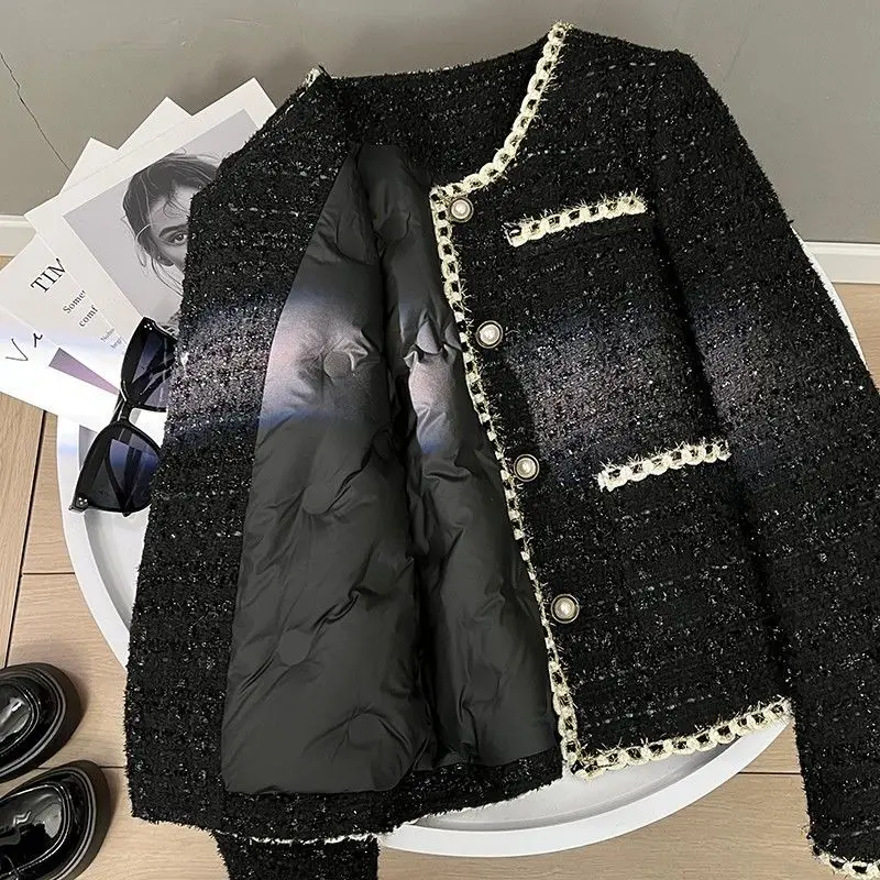 

2025 Autumn Winter New Down Cotton Jacket Women's Single-breasted Short Chic Coat Lady Fashion Elegant Top Parkas Casual Outwear