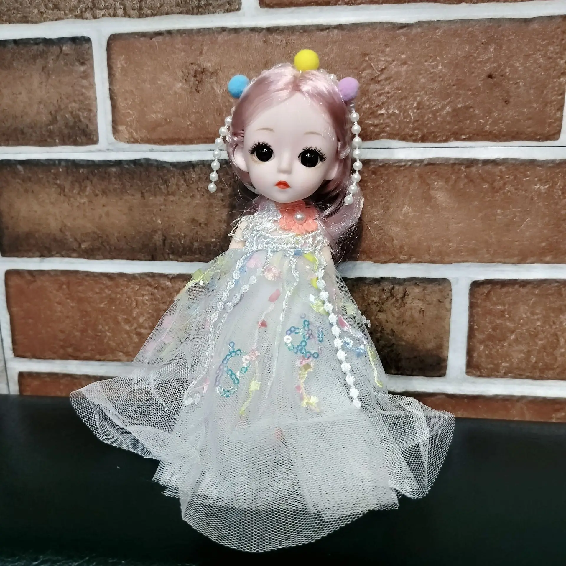 16 سنتيمتر دمى 1/12 دمية صغيرة المفاتيح المشتركة المنقولة لطيف رائعة دمية حقيبة قلادة موضة الأميرة DIY بها بنفسك فستان الفتيات اللعب هدية