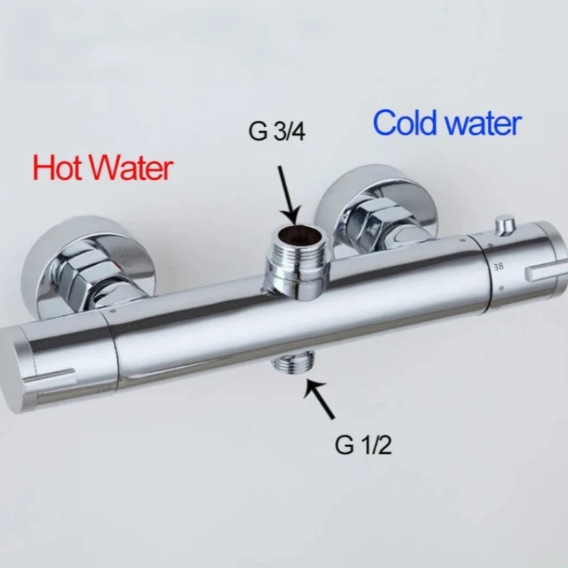 Thermostatic Bathtub Shower Faucet Chrome Thermostatic Mixer Value Dual Handle Wall Mounted Bathroom Shower Mixer Taps