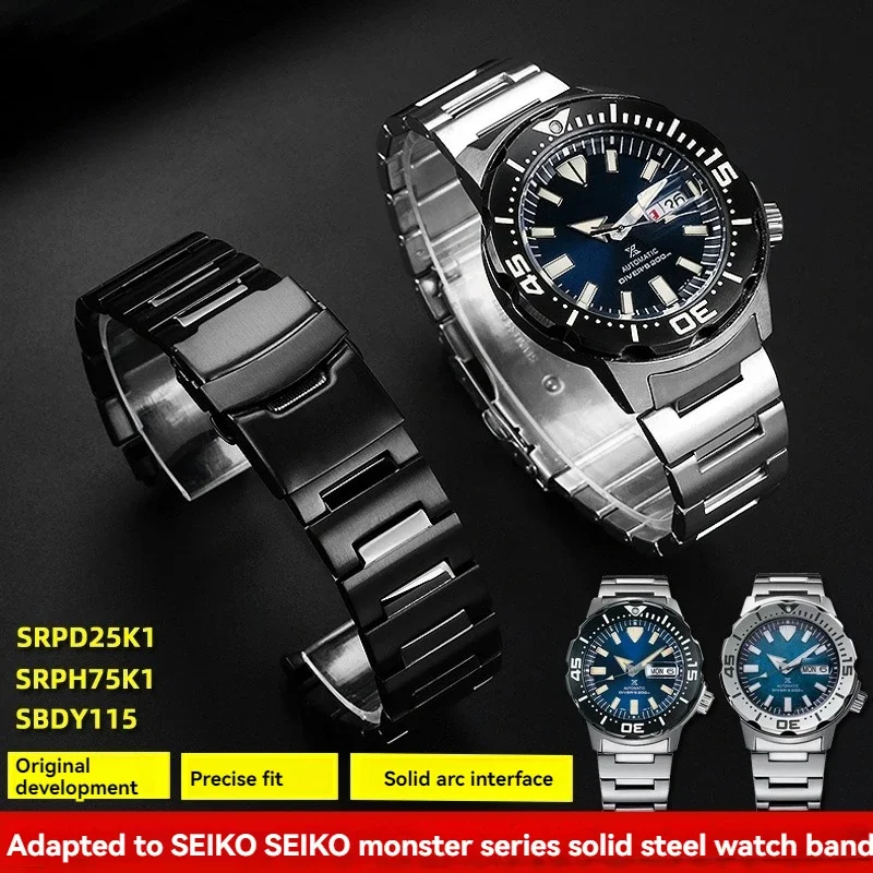 20mm Stainless Steel Strap for Adapted to Seiko PROSPEX Series Small Monsters SRPH75K1/SRPD25K1 Watch Men Watchband Black