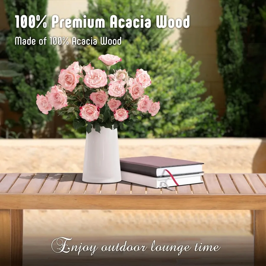 مجموعة أثاث الفناء الخارجي مكونة من 4 قطع من مقعد أريكة الفناء وكرسيين أريكة فرديين مع وسائد مبطنة للطاولة من خشب السنط في الهواء الطلق Pa #5