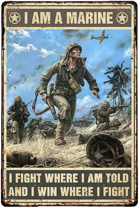 Metal Poster Plaque I Am A Soldier I Fight Where I Am Told and I Win Where I Fight Retro Metal Tin Sign Vintage Aluminum Si sign