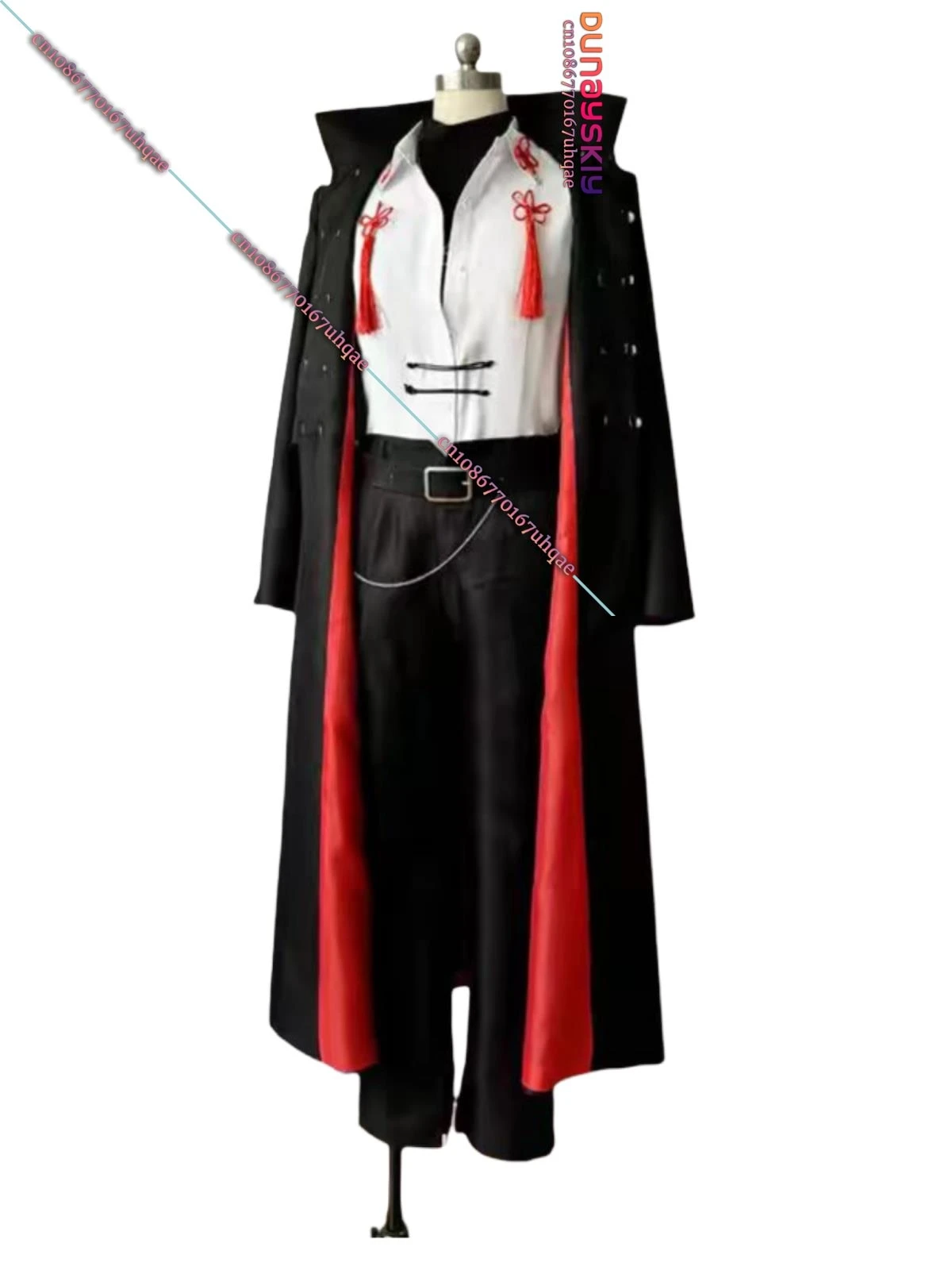 Link Click Vein Cosplay Costume Red wig cosplay S-3XL Cape Suit Unisex Outfit Folding fan Prop Anime Halloween Roleplay Set