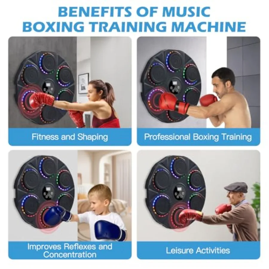 Music Boxing Machine Wall Mounted Smart Bluetooth Musical Beat Boxing Trainer with Gloves Electronic Boxing Equipment Punching view 5
