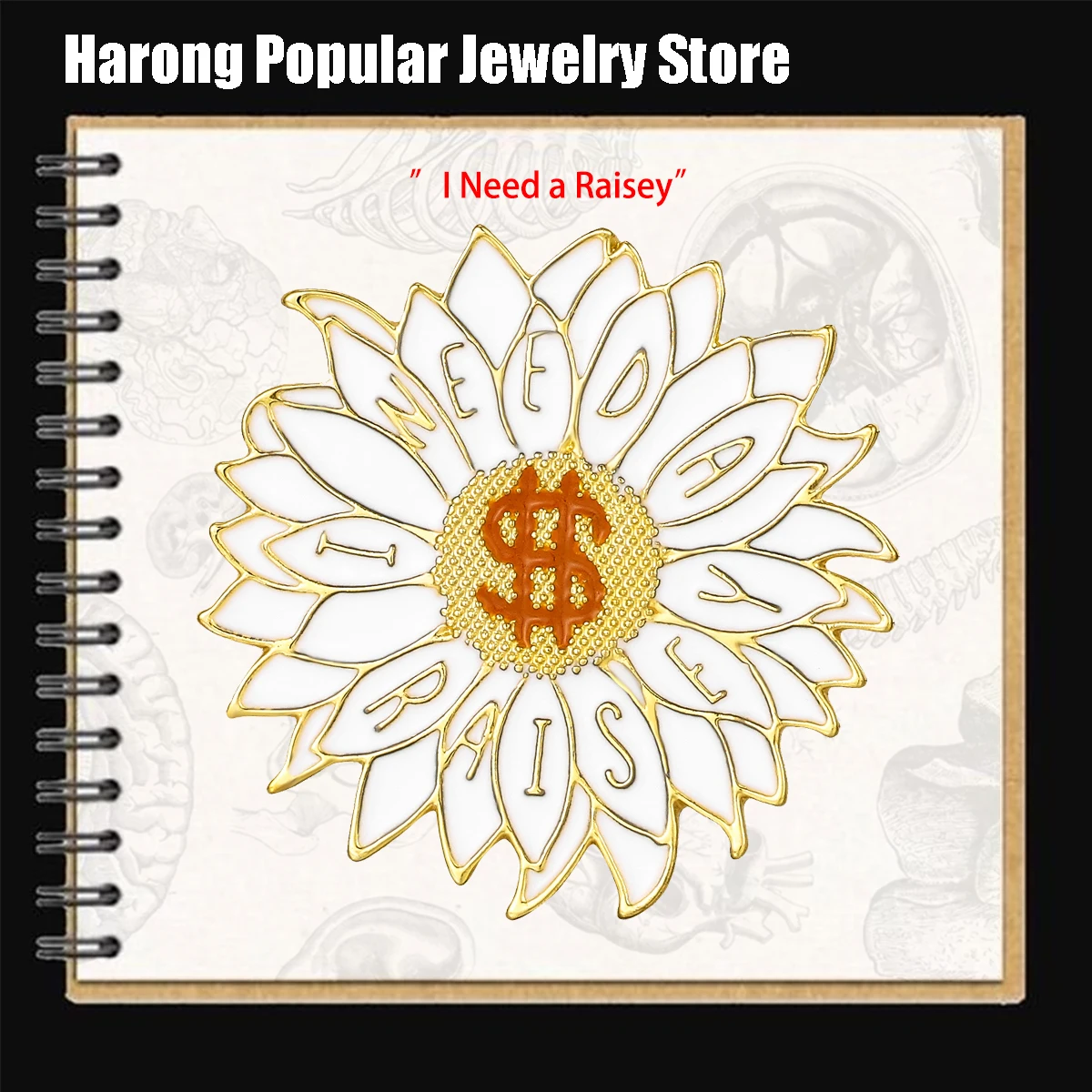 

Harong Funny Daisy Enamel Pins Brooch for Workers I Need a Raisey Lapel Lanyard Bag Badge Accessories for Women Men