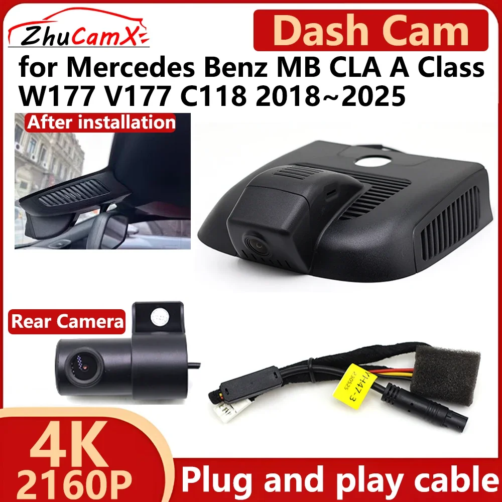 

ZhuCamX for Mercedes Benz MB CLA A Class W177 V177 C118 2018~2025 OEM 4K 2160P Car DVR Dash Cam Camera Recorder Plug and play