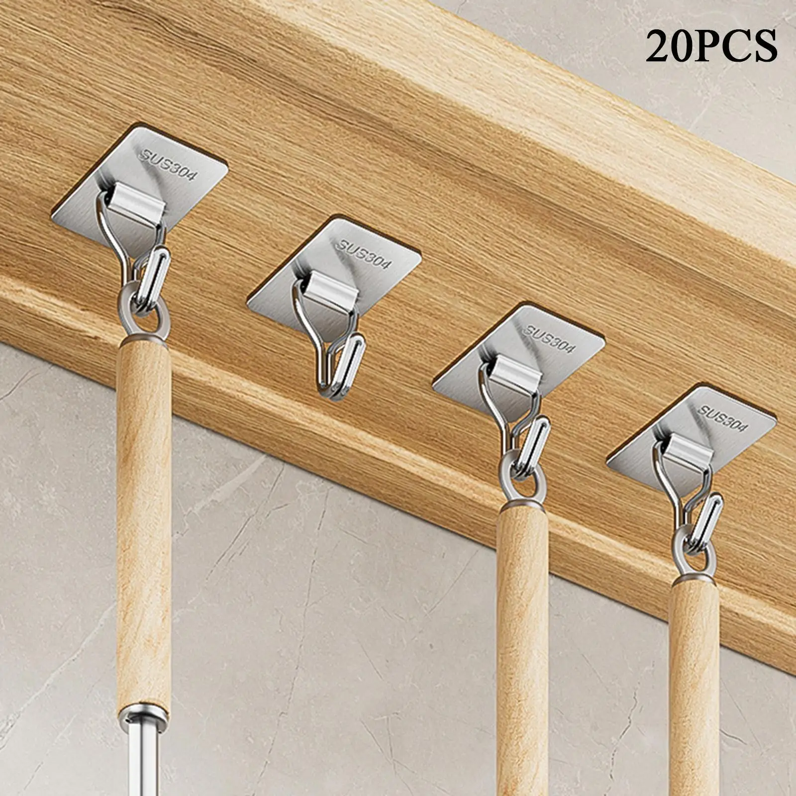 20Pcs Stainless Steel Wall Hooks Utility Hook for Towel Kitchen Shower