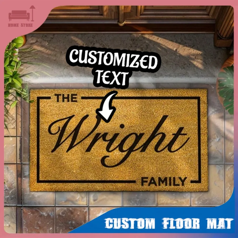 

Custom Coconut Fiber Doormat Personalized Text Welcome Mat Anti-Slip Backing Home Decor Bathroom Front Door Use party gift