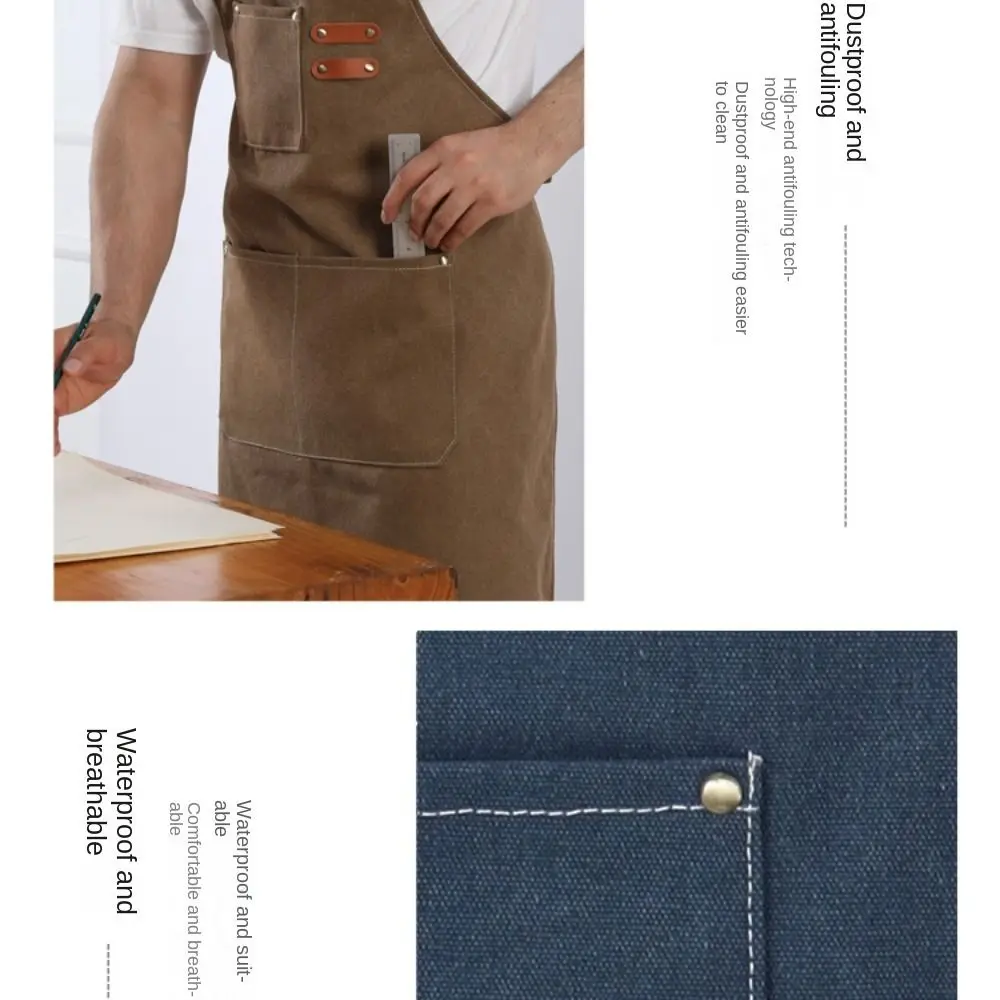 Thicken Canvas Denim Apron Antifouling Barista Apron Kitchen Restaurant Worker Barber Carpenter Florist Apron For Women Man