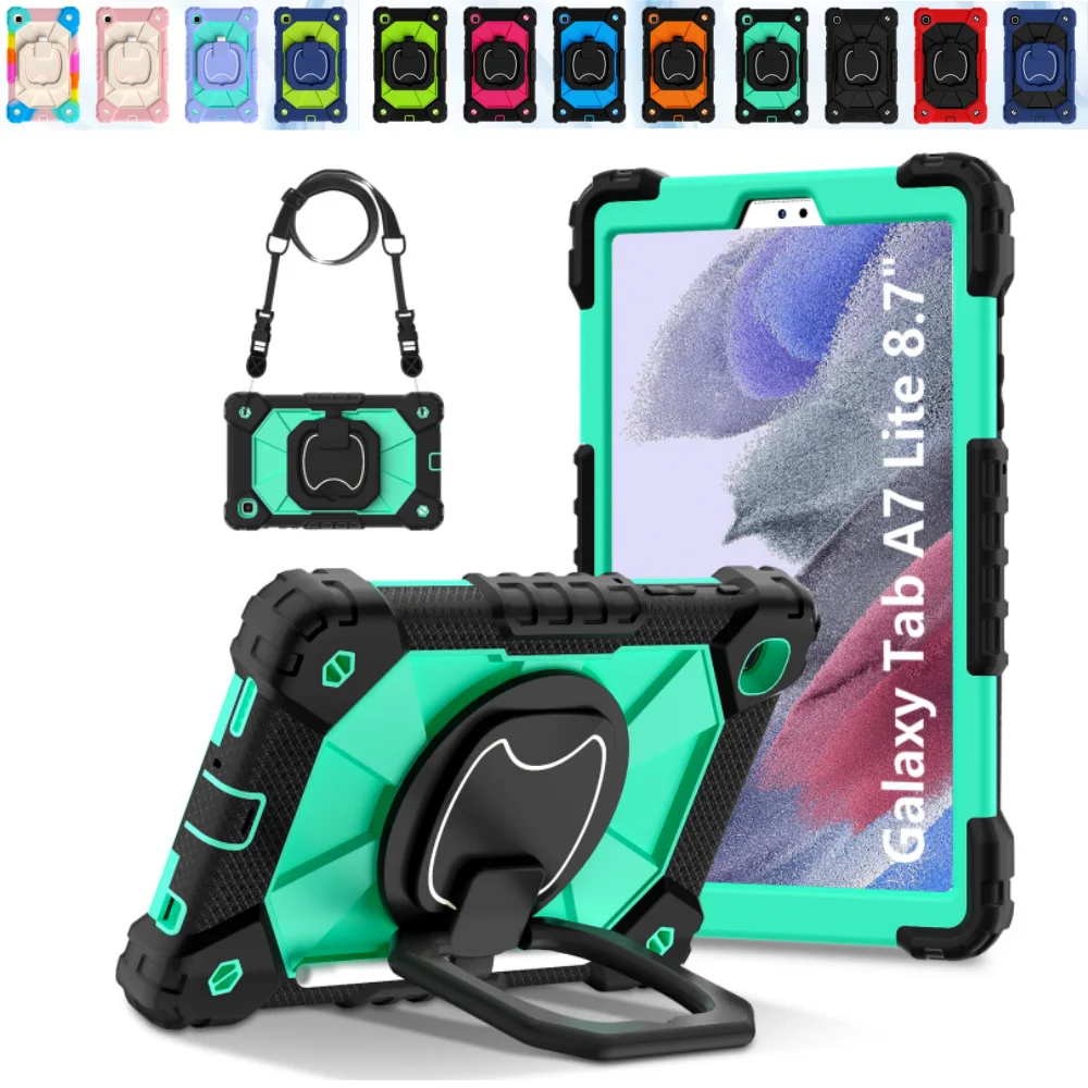 Case for Samsung Galaxy Tab A7 Lite 8.7 SM-T220 T225 2021 360° Rotating Grip Cover with 180 Adjustable Stand & Shoulder Straps