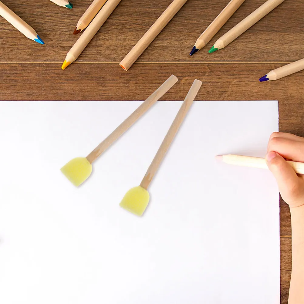 30 pinceles redondos de esponja para pintar para niños, herramientas con mango de madera, esponjas de pintura suaves y seguras, manualidades Diy para niños