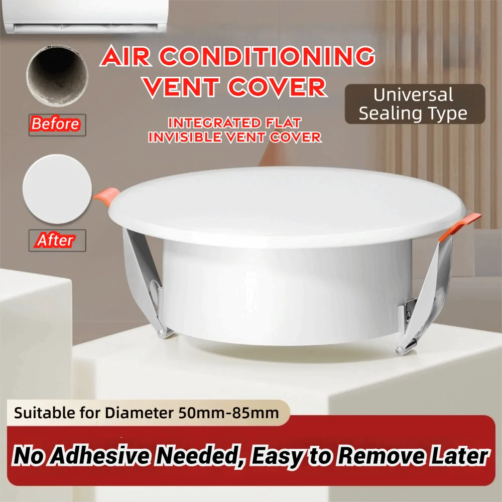 

New 50-85mm Air Conditioning Hole Cover Plastic Round Hole Plug White Wall Hole Decoration Enhanced Concealment