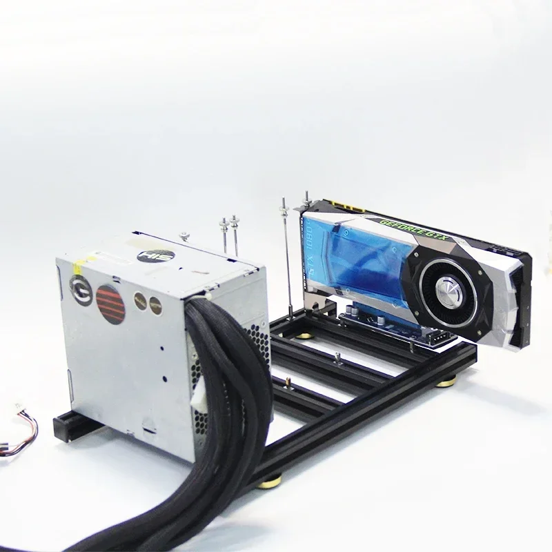 Suporte de placa gráfica externa diy, placa multigráfica fixa + suporte de entrada de fonte de alimentação atx, base de gpu suporte de metal ajustável