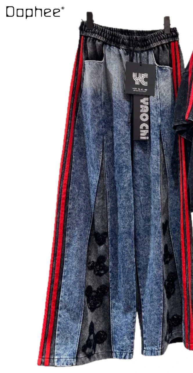 

Модные джинсы в уличном стиле с мультяшным ретро-дизайном, весенне-осенние, новые, повседневные женские брюки, женские джинсы