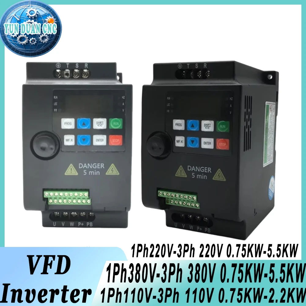 

220V 380V 110V VFD Variable Frequency Drive Vector Control Converter Inverter 0.75 1.5 2.2 3.7 5.5 KW Motor Speed Controller